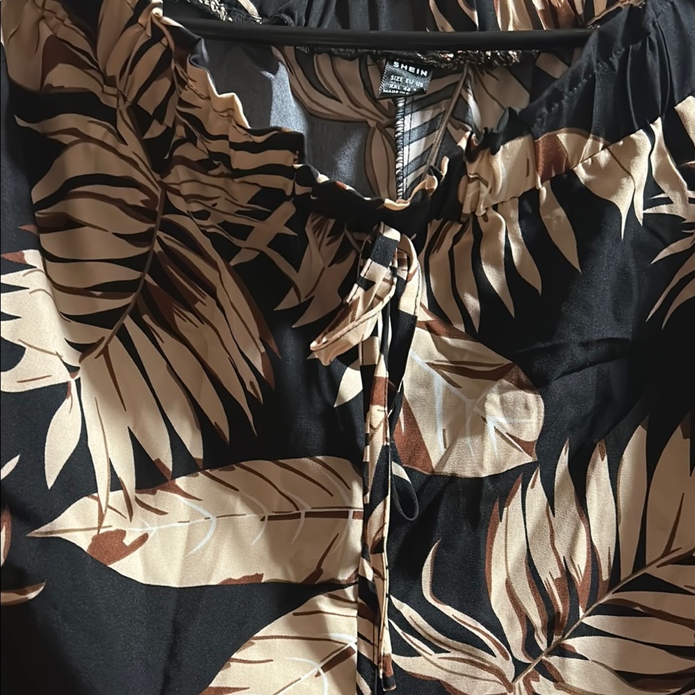 Black and Tan Tropical Print Track Pants - Picture 3 of 4